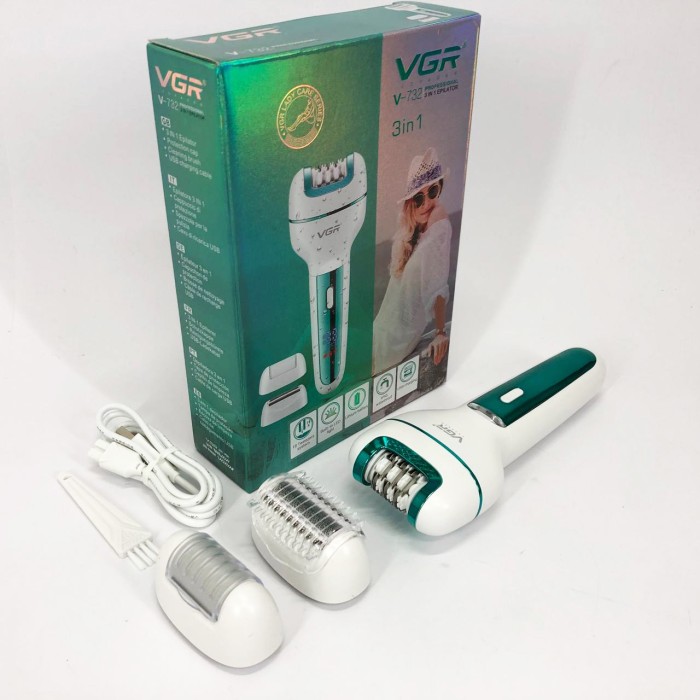 Електропилка для педикюру VGR, Тример для дівчат жінок дівчаток Епілятор з насадками чутливих зон EI-24