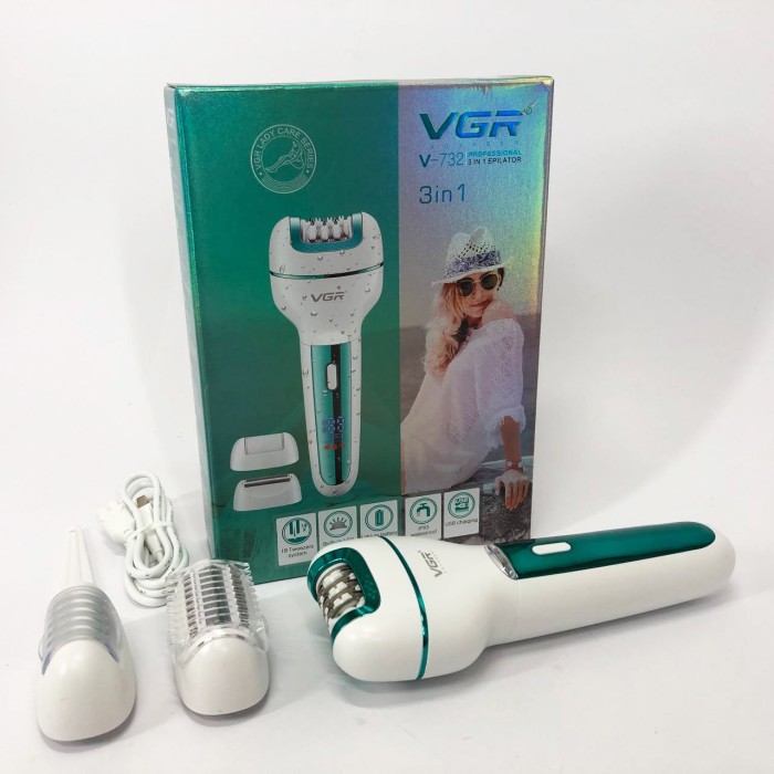 Електропилка для педикюру VGR, Тример для дівчат жінок дівчаток Епілятор з насадками чутливих зон EI-24