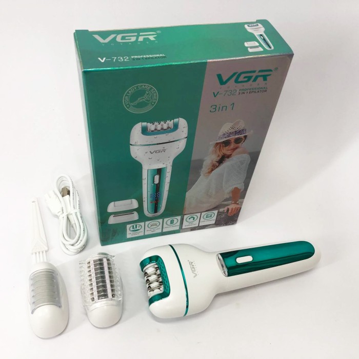 Електропилка для педикюру VGR, Тример для дівчат жінок дівчаток Епілятор з насадками чутливих зон EI-24