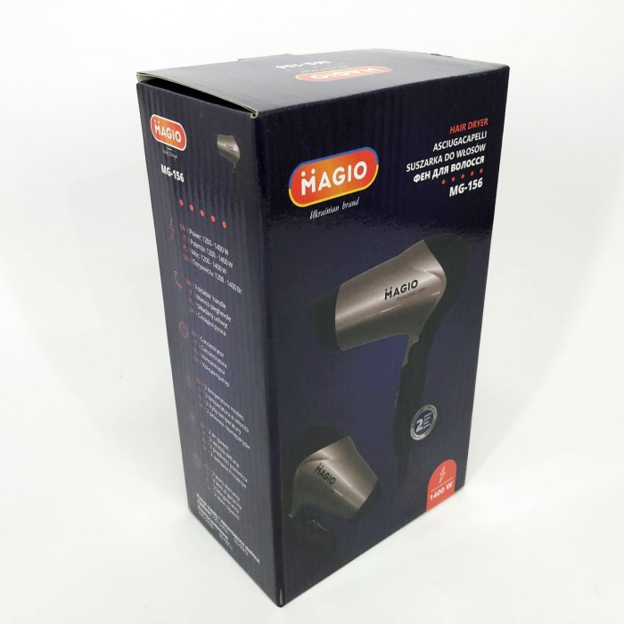 Електричний фен для укладання Magio MG-156, Потужний фен для швидкого сушіння з режимом іонізації FI-36