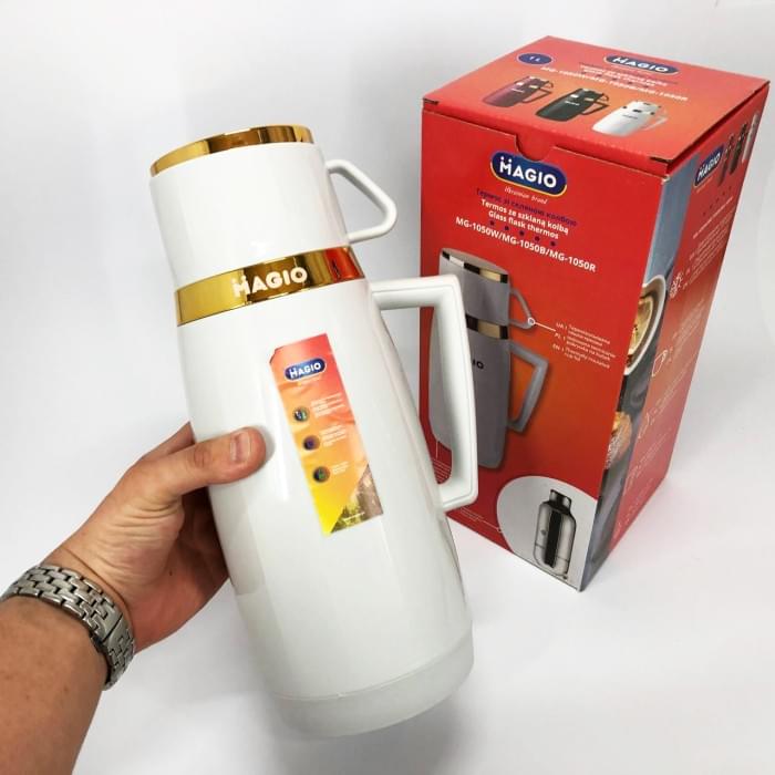 Фляга для пікніка Magio MG-1050W 1 л, Термокухоль для школярів, Термос для LV-843 чаю помповий