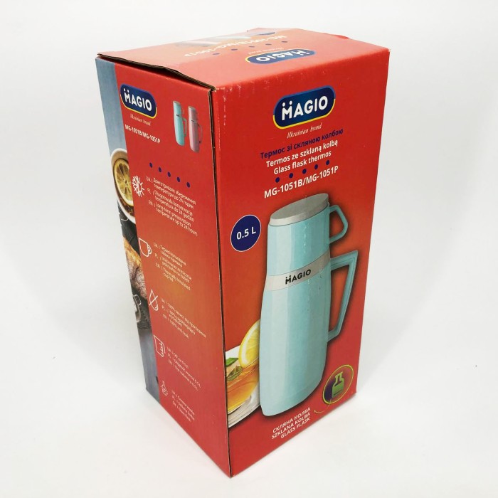 Довговічний термос з вакуумною ізоляцією Magio MG-1051P 500 мл, Термос туристичний для напоїв OI-49