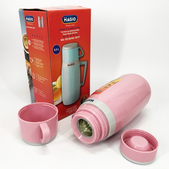 Довговічний термос з вакуумною ізоляцією Magio MG-1051P 500 мл, Термос туристичний для напоїв OI-49