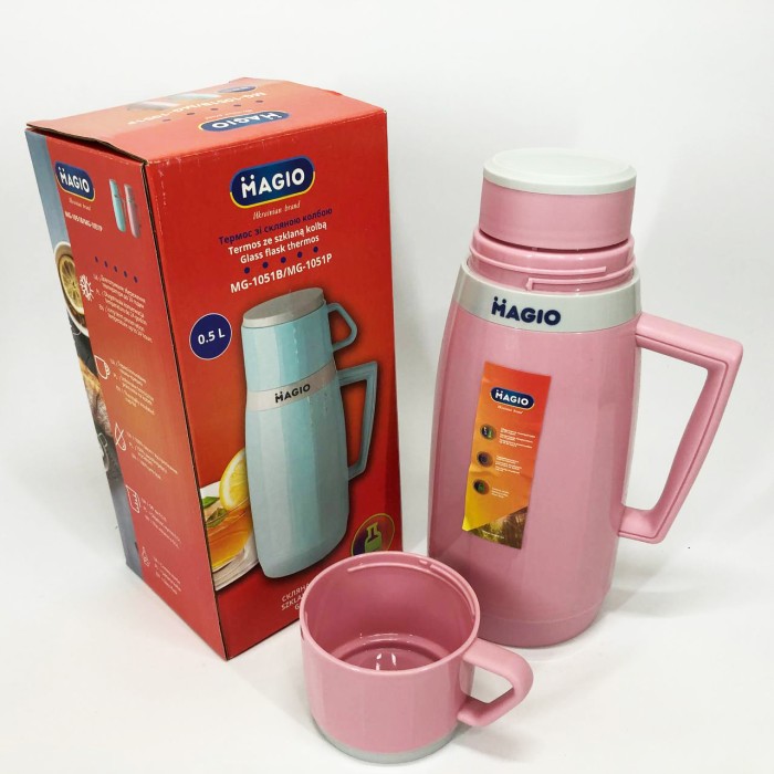 Довговічний термос з вакуумною ізоляцією Magio MG-1051P 500 мл, Термос туристичний для напоїв OI-49