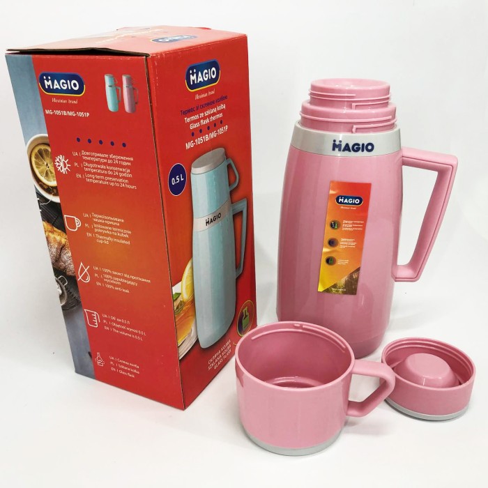 Довговічний термос з вакуумною ізоляцією Magio MG-1051P 500 мл, Термос туристичний для напоїв OI-49