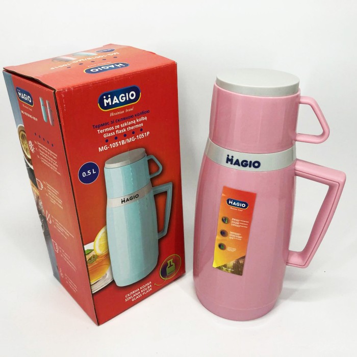 Довговічний термос з вакуумною ізоляцією Magio MG-1051P 500 мл, Термос туристичний для напоїв OI-49