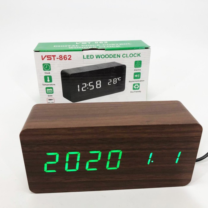 Годинник з показом температури і вологості VST-862-4, Настільний годинник з яскравими цифрами AM-13