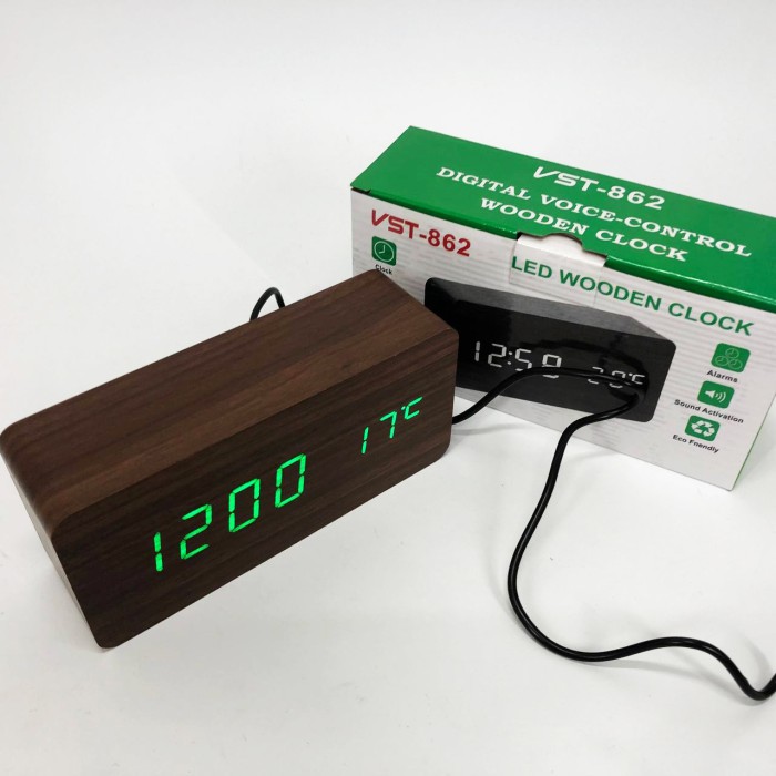 Годинник з показом температури і вологості VST-862-4, Настільний годинник з яскравими цифрами AM-13