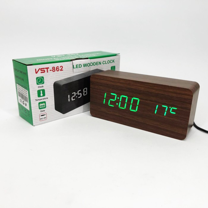 Годинник з показом температури і вологості VST-862-4, Настільний годинник з яскравими цифрами AM-13