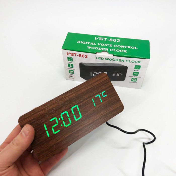 Годинник з показом температури і вологості VST-862-4, Настільний годинник з яскравими цифрами AM-13