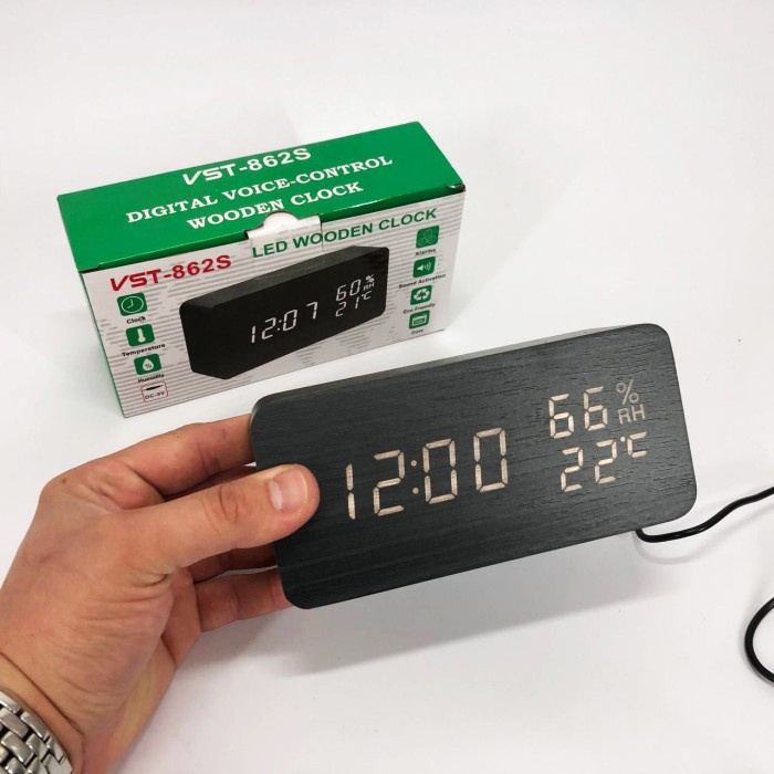 Настільний годинник для дому VST-862S-6, Настільний годинник з будильником LED HR-44
