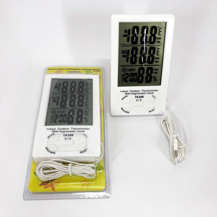 Метеостанція з екраном TA298, Годинник із температурним та вологим сенсором, Електронні метеостанція SQ-28