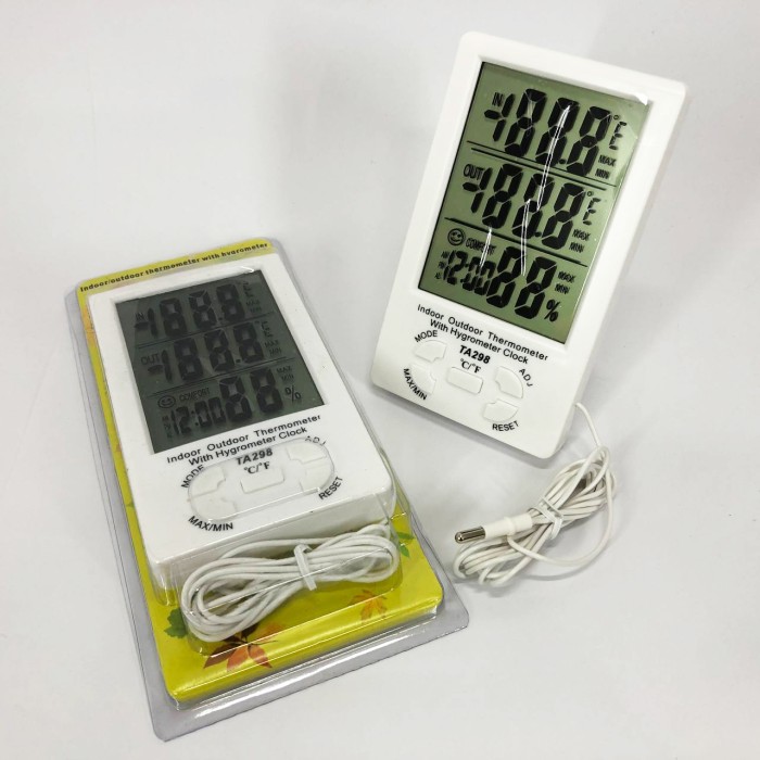 Метеостанція з екраном TA298, Годинник із температурним та вологим сенсором, Електронні метеостанція SQ-28