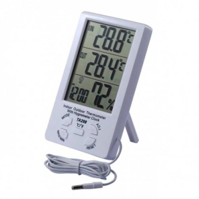 Метеостанція з екраном TA298, Годинник із температурним та вологим сенсором, Електронні метеостанція SQ-28