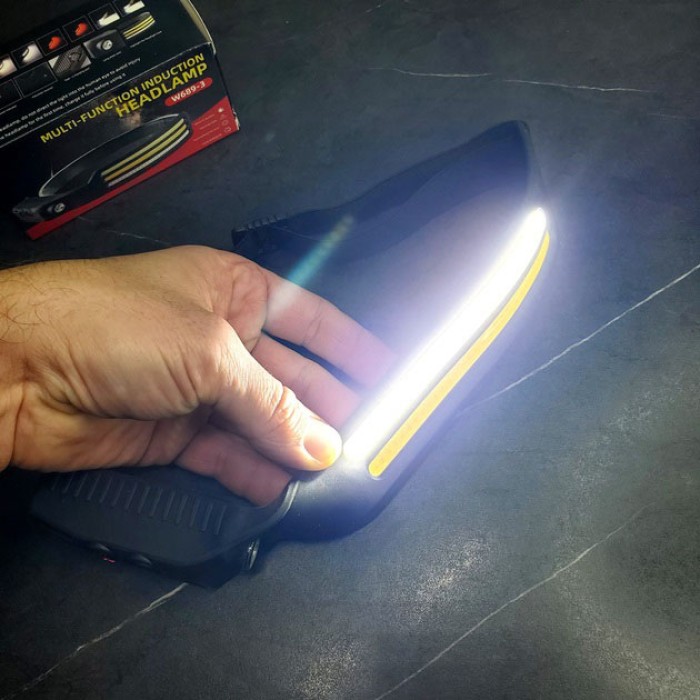 Ліхтар для шолома на голову BL-W689-LM+2COB (white+red), Потужний налобний ліхтар MR-206 для риболовлі