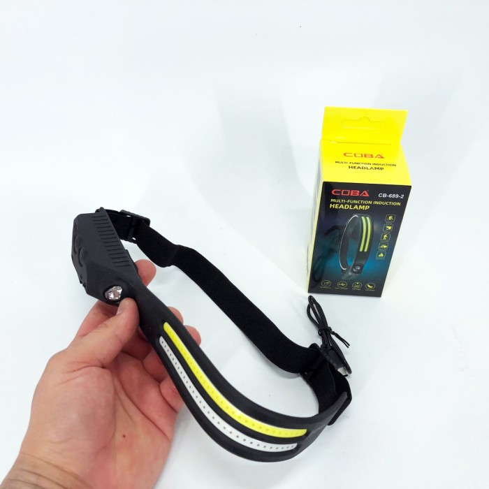 Ліхтар для шолома на голову BL-W689-LM+2COB (white+red), Потужний налобний ліхтар MR-206 для риболовлі