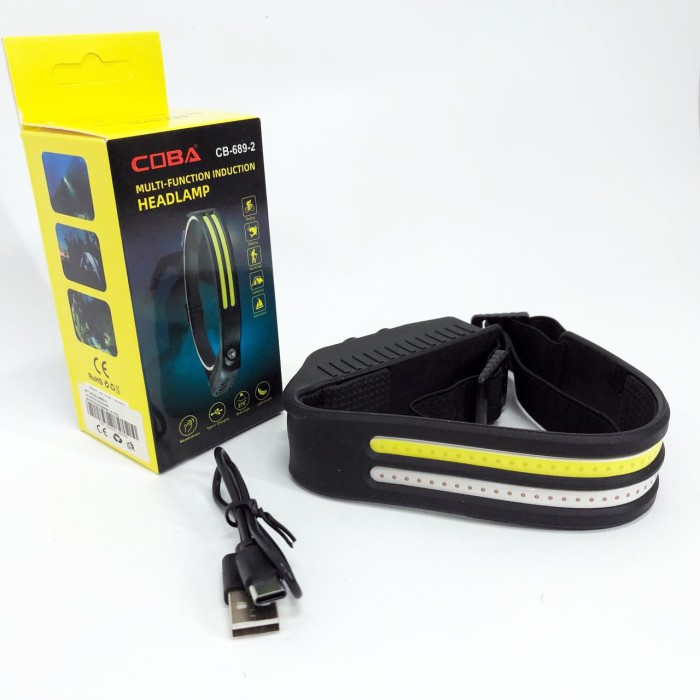 Налобний ліхтар з ремінцем на голову BL-W689-LM+2COB, Перезарядний налобний ліхтар Head Lamp EM-24