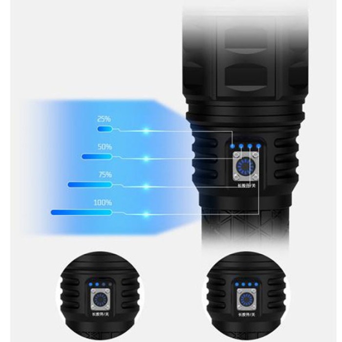 Ліхтар ручної моделі Police AK138-1 WHITE LASER LED PM60-TG 8х18650, USB-зарядка, Power Bank, зум