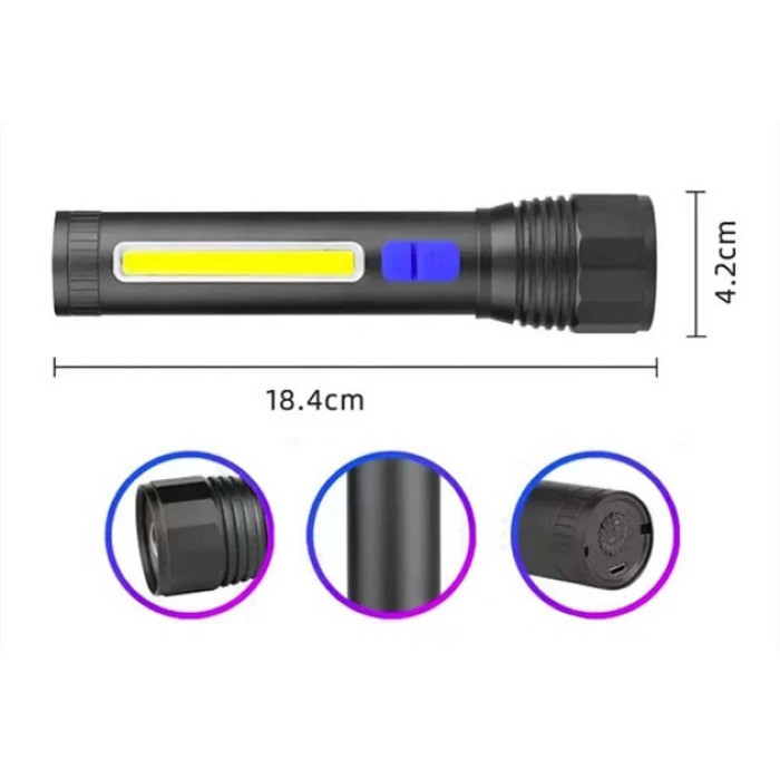 LED ліхтар переносний акумуляторний ліхтар CB-C12-P50-COB Кишеньковий тактичний DN-31