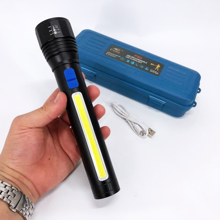 LED ліхтар із зарядкою CB-C13-P50+COB, Ліхтар суперяскравий Військовий тактичний JE-45