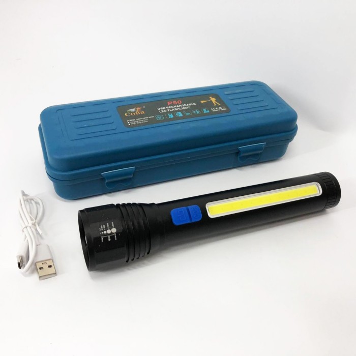 LED ліхтар із зарядкою CB-C13-P50+COB, Ліхтар суперяскравий Військовий тактичний JE-45