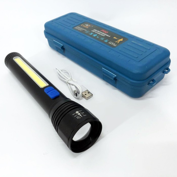 LED ліхтар із зарядкою CB-C13-P50+COB, Ліхтар суперяскравий Військовий тактичний JE-45