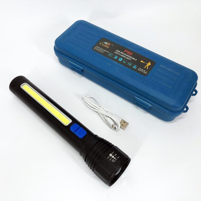 Ручний світильник з потужним променем CB-C13-P50+COB, Тактичний ліхтар на акумуляторі з юсб QT-20