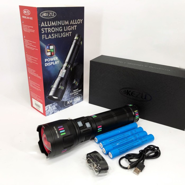 Ручний ліхтар з 18650 акумулятором G02-PM60-TG, LED ліхтар із зарядкою, Сильний ліхтарик FU-98