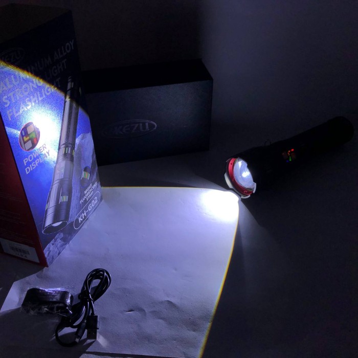 Ручний ліхтар з 18650 акумулятором G02-PM60-TG, LED ліхтар із зарядкою, Сильний ліхтарик FU-98