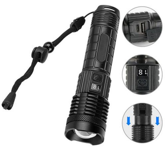 LED ліхтар із зарядкою PLD-H007, Армійські тактичні ліхтарі, Ліхтар ручний металевий MT-24
