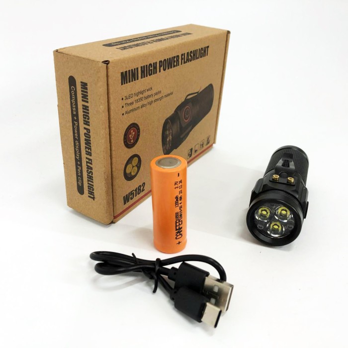 Ліхтар протиударний водонепроникний W5182-3XHP360, Тактичний ліхтар з діодом Дуже яскравий TX-29