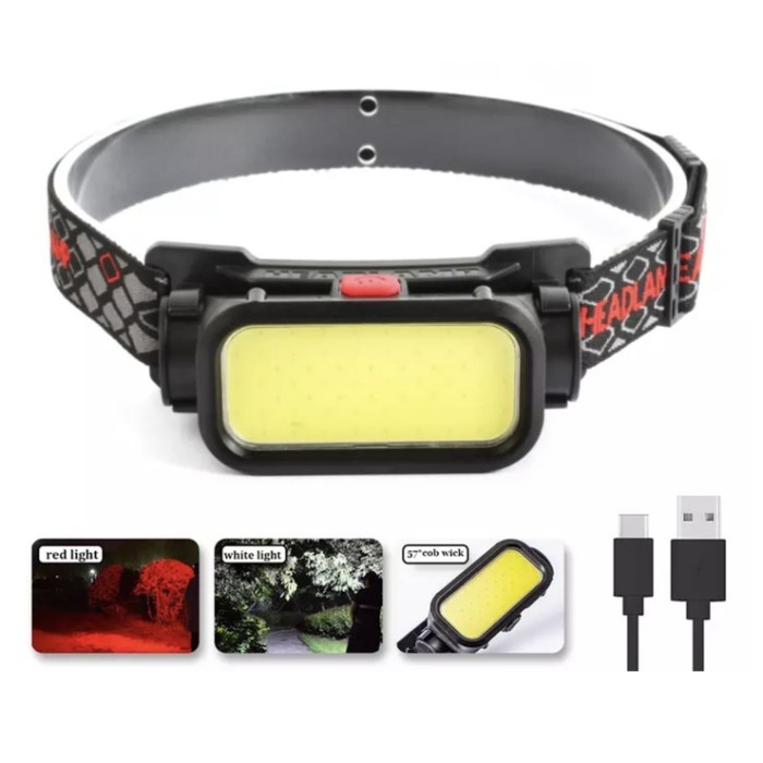 Потужний акумуляторний ліхтарик на голову BL-008+COB, Налобний ліхтар з акумулятором YA-37