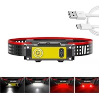 Тактичний ліхтар для риболовлі BL-T124-ХРЕ+COB (White+Red), Ліхтарик налобник, Ліхтар на голову для ЗСУ TU-82