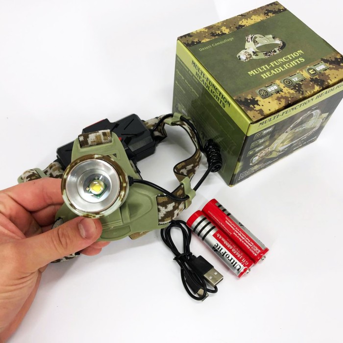 Тактичний ліхтар на голову, Водонепроникний ліхтарик, Налобний ліхтар з usb зарядкою EG-54