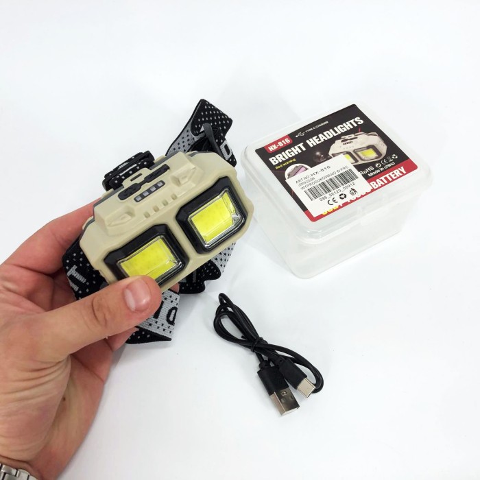 Ліхтарик на голову діодний Bailong HX-816 2COB(white+red), Портативний налобний ліхтарик DH-96