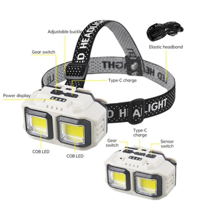 Ліхтарик на голову діодний Bailong HX-816 2COB(white+red), Портативний налобний ліхтарик DH-96