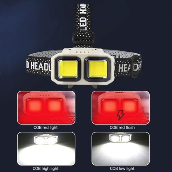 Налобний ліхтарик з usb зарядкою Bailong HX-816 2COB(white+red), Надпотужний RE-444 налобний ліхтар