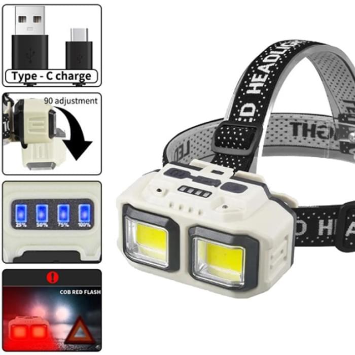 Налобний ліхтарик з usb зарядкою Bailong HX-816 2COB(white+red), Надпотужний RE-444 налобний ліхтар
