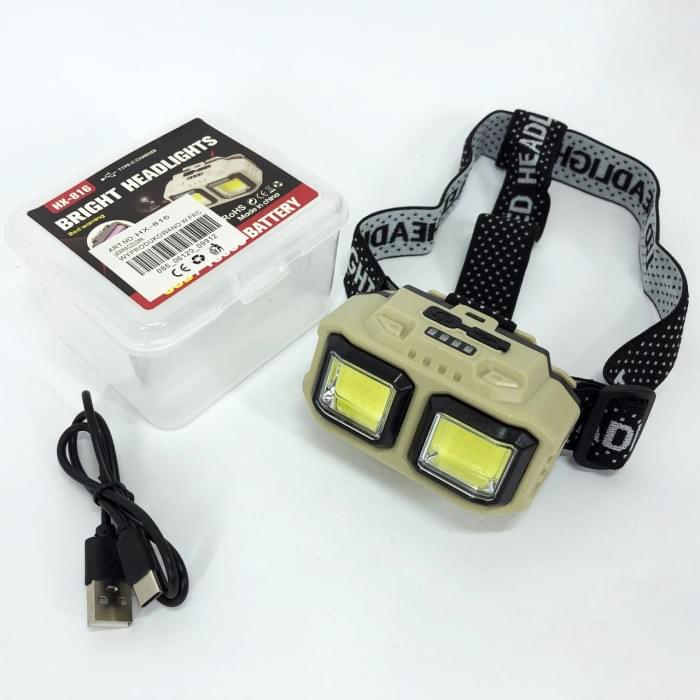 Налобний ліхтарик з usb зарядкою Bailong HX-816 2COB(white+red), Надпотужний RE-444 налобний ліхтар