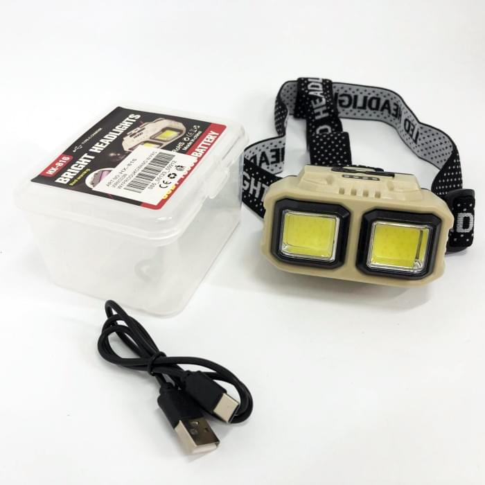 Налобний ліхтарик з usb зарядкою Bailong HX-816 2COB(white+red), Надпотужний RE-444 налобний ліхтар