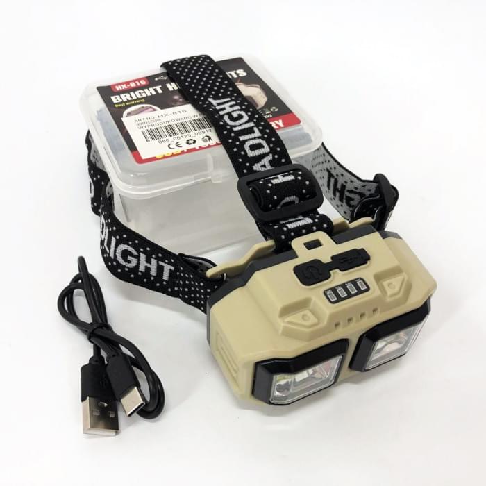 Налобний ліхтарик з usb зарядкою Bailong HX-816 2COB(white+red), Надпотужний RE-444 налобний ліхтар