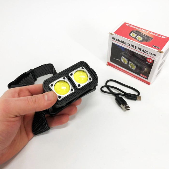 Ліхтар на лоб акумуляторний світлодіодний із зарядкою K372-2COB, Налобний ліхтар для електрика HN-58