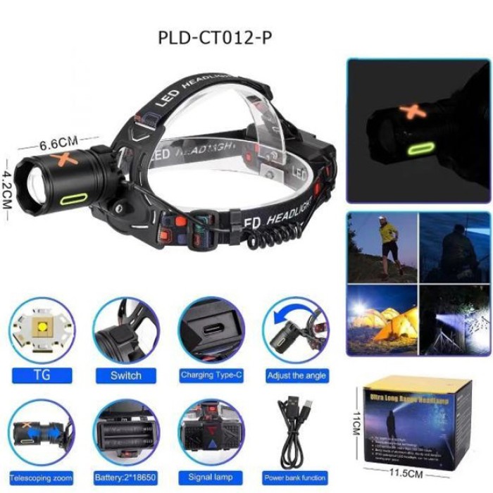Налобні ліхтарі для активних людей CT012-P-TG, Потужний налобний LED ліхтар, QM-895 Налобник туристичний