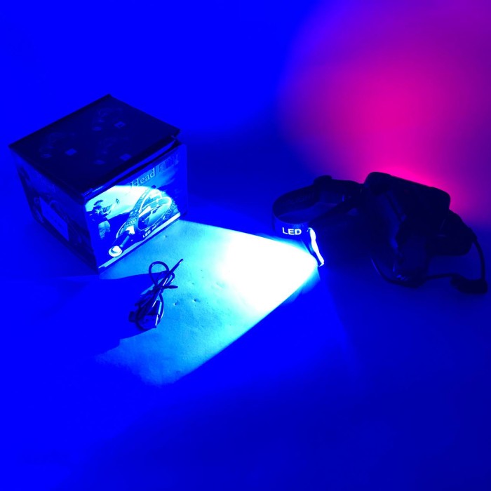 Налобний ліхтар з акумулятором PLD-T115-2PM10-TG (white+blue), Ліхтарик на голову для роботи IJ-63