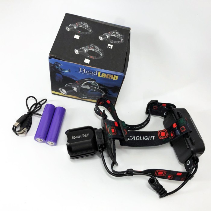 Ліхтар налобний PLD-T115-2PM10-TG (white+blue), Ліхтар акумуляторний для риболовлі, водонепроникний