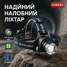 Портативний світлодіодний налобний ліхтар, Ліхтар на лоб для будівельника Наголовний GU-71