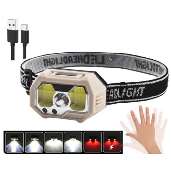 Головний ліхтар для активного відпочинку SH-S31-XPE+COB(white+red), Ліхтар на голову діодний HG-97