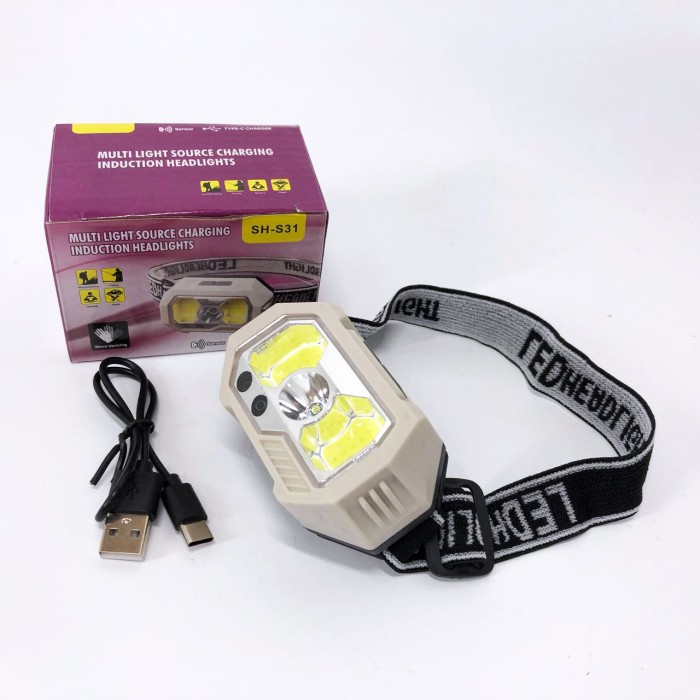 Головний ліхтар для активного відпочинку SH-S31-XPE+COB(white+red), Ліхтар на голову діодний HG-97