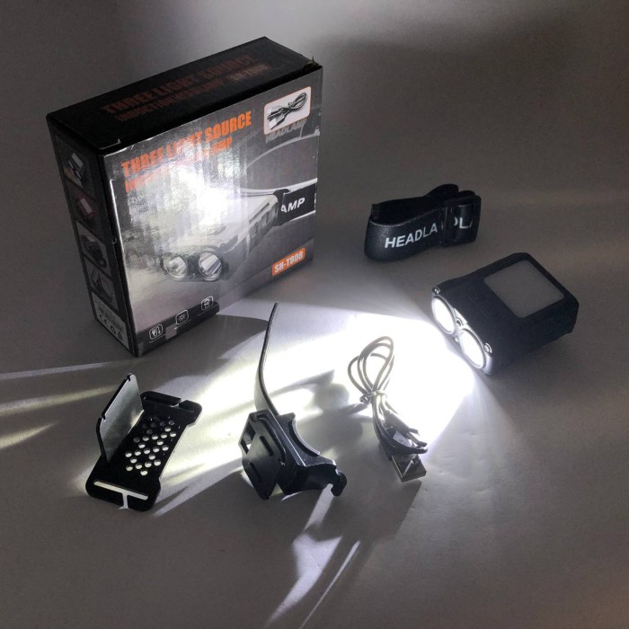 Налобний ліхтар для риболовлі кемпінгу SH-T808-2XPE-20SMD-white/red, Водонепроникний ліхтарик AZ-11