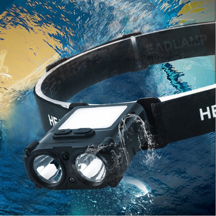 Налобний ліхтар для риболовлі кемпінгу SH-T808-2XPE-20SMD-white/red, Водонепроникний ліхтарик AZ-11
